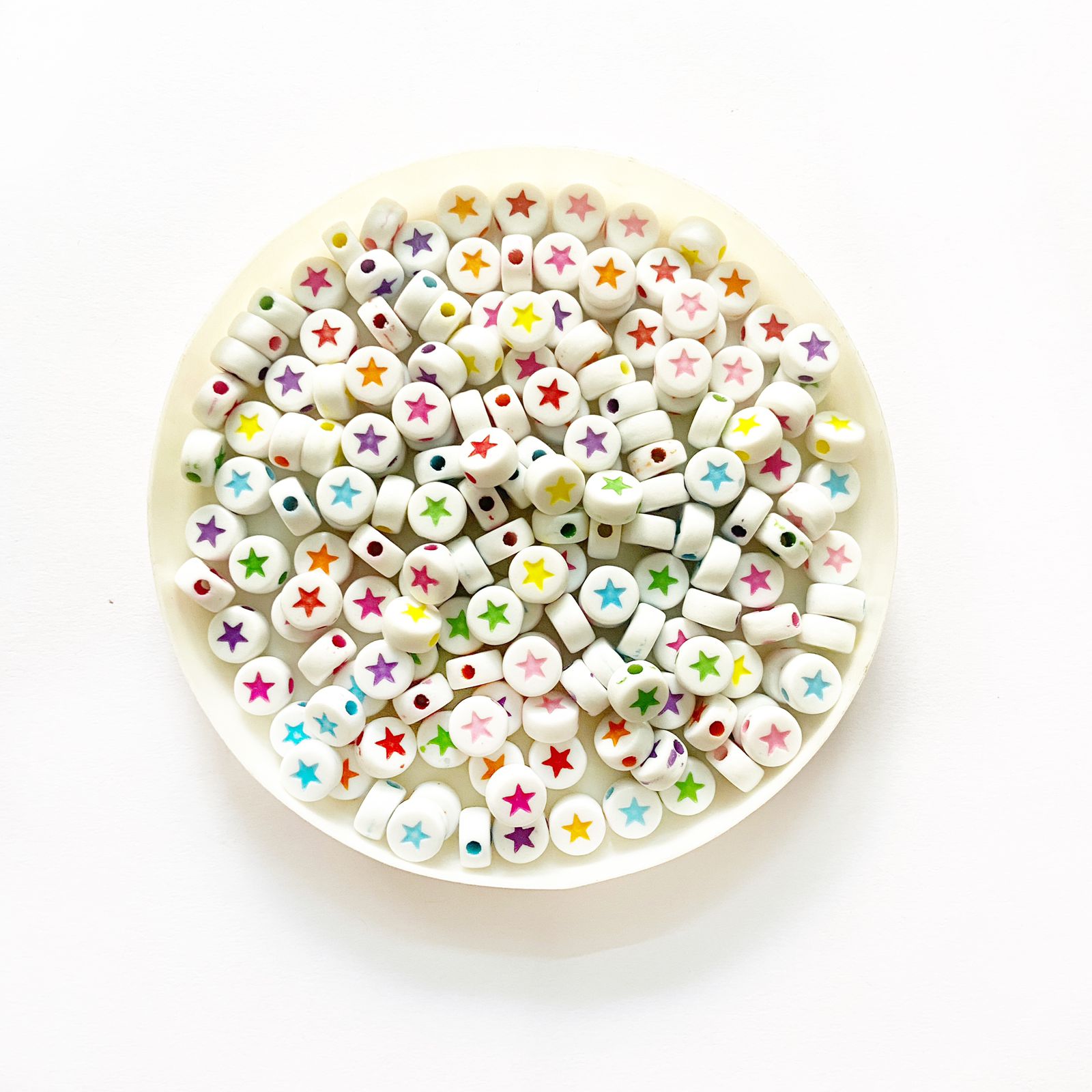 White Multi Round Star Beads – Craftrootsindia