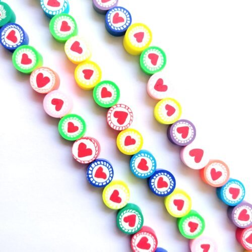 Fimo Round Heart Beads