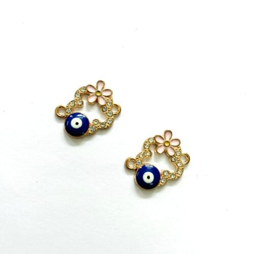 Diamond Studded Flower Evil Eye Charms