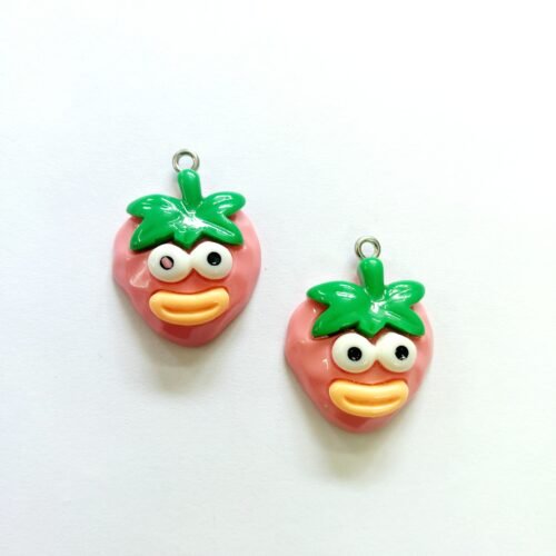 Polymer Clay Strawberry Face Beads