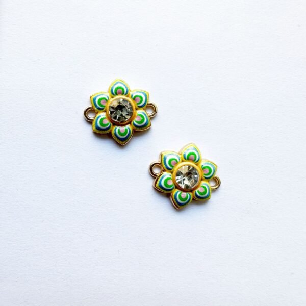 Enamel Diamond Studded Flower Charms