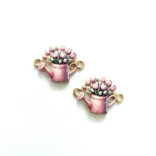 3D Metal Flowering Pot Charms