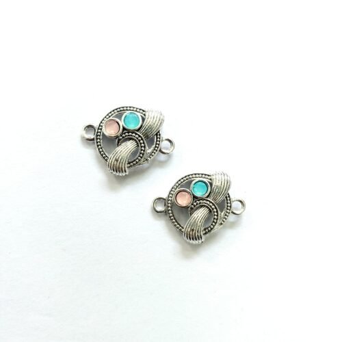Diamond Studded Silver Round Charms