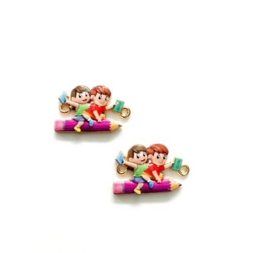 3D Metal Kids On Pencil Charms
