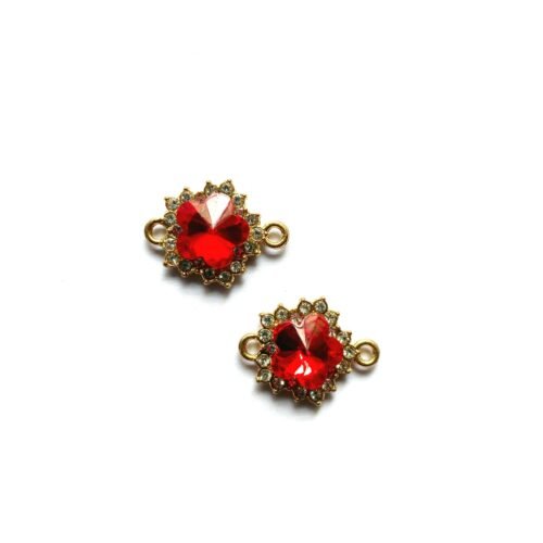 Diamond Studded Red Flower Charms