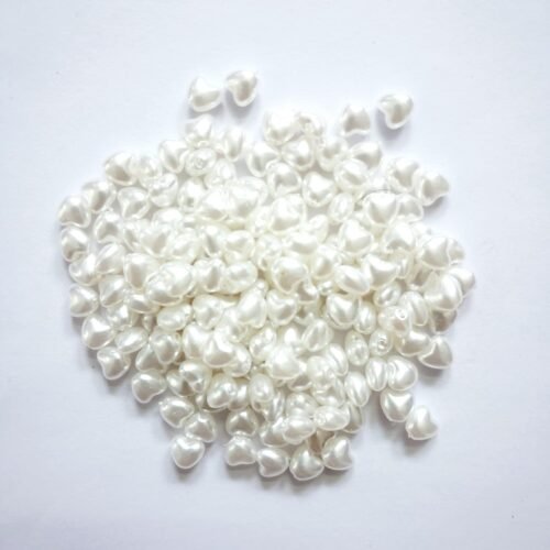 Pearl White Mini Heart Beads