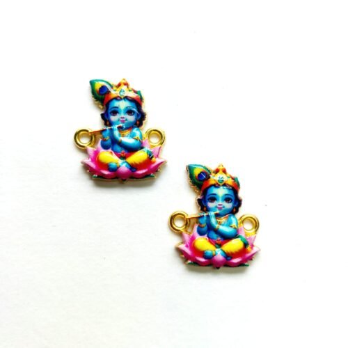 3D Metal Bal Krishna on Lotus Charms